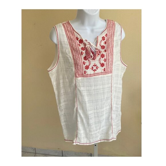 NWT - MAX STUDIO White / Red Tank Top - Sz L - Picture 2 of 10